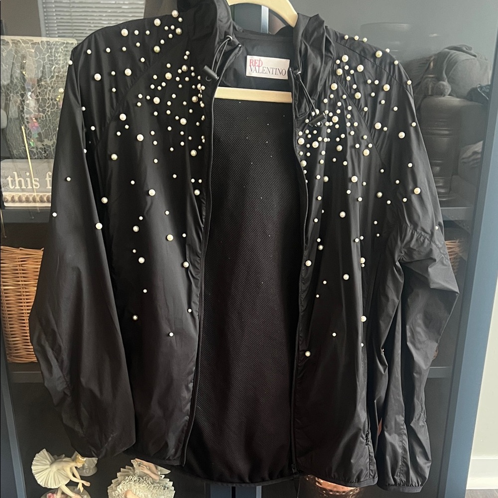 RED Valentino Black Jacket with Pearl Accents
